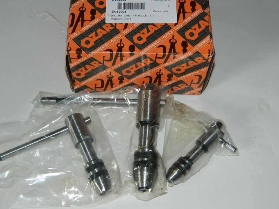 NEW   OZAR # 0 1/2 TAP WRENCH T HANDLE / REVERSIBLE RATCHET 3 PIECE 