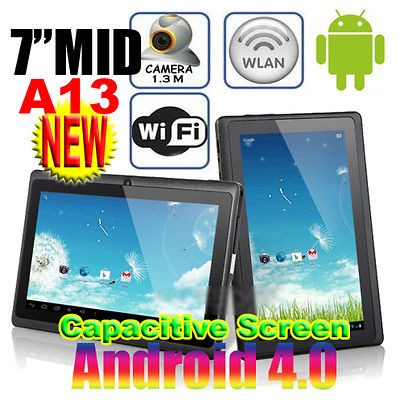   A13 Capacitive Android 4.0 MID 4GB Tablet PC 1.5GHz RAM DDR3 512MB BK