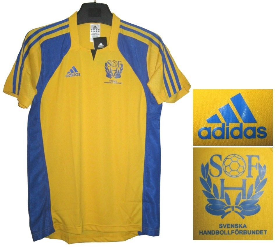 SWEDEN ADIDAS HANDBALL YELLOW JERSEY SHIRT NEW + TAGS SVENSKA OLYMPICS