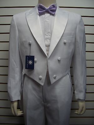 MENS 2PC WHITE TUXEDO W/ TAIL SIZE 44L NEW TUXEDO DRESS SUITS