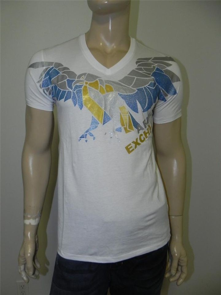 New Armani Exchange AX Mens Slim/Muscle Fit Graphic Shiny Eagle Tee 