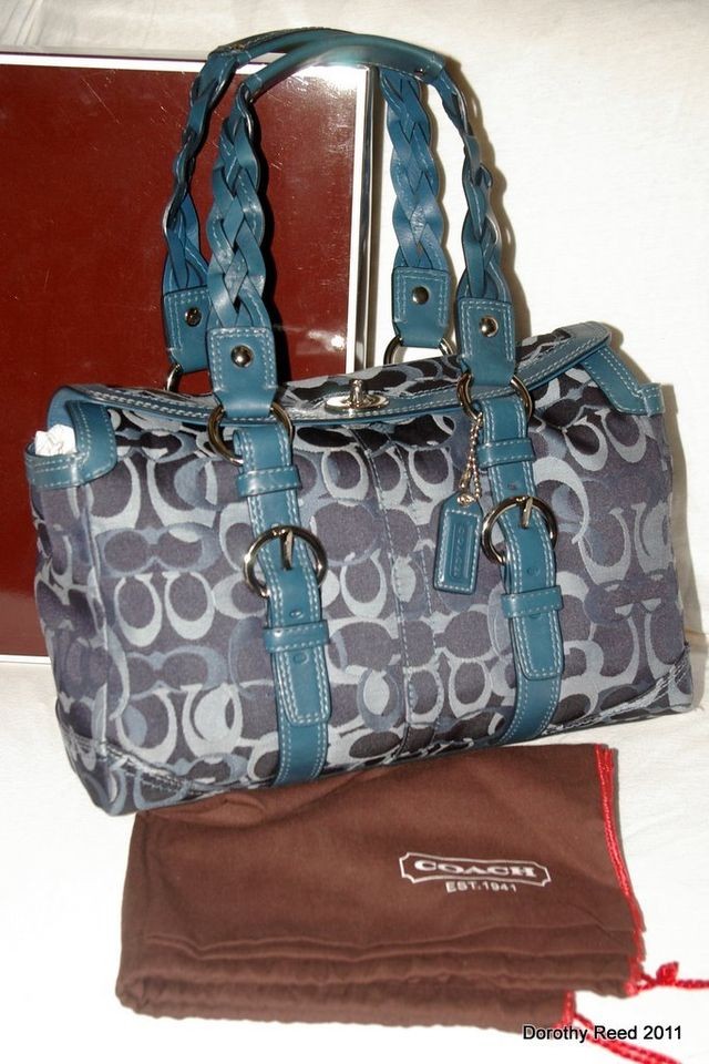   Chelsea Demin Blue Optic Signatue Satchel 10995 EUC Not Outlet Bag