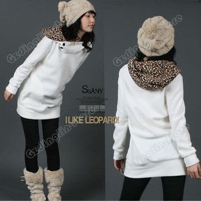 New Womens Autumn Hoodies Leopard Sweatshirt Top Outerwear Parka Coats 