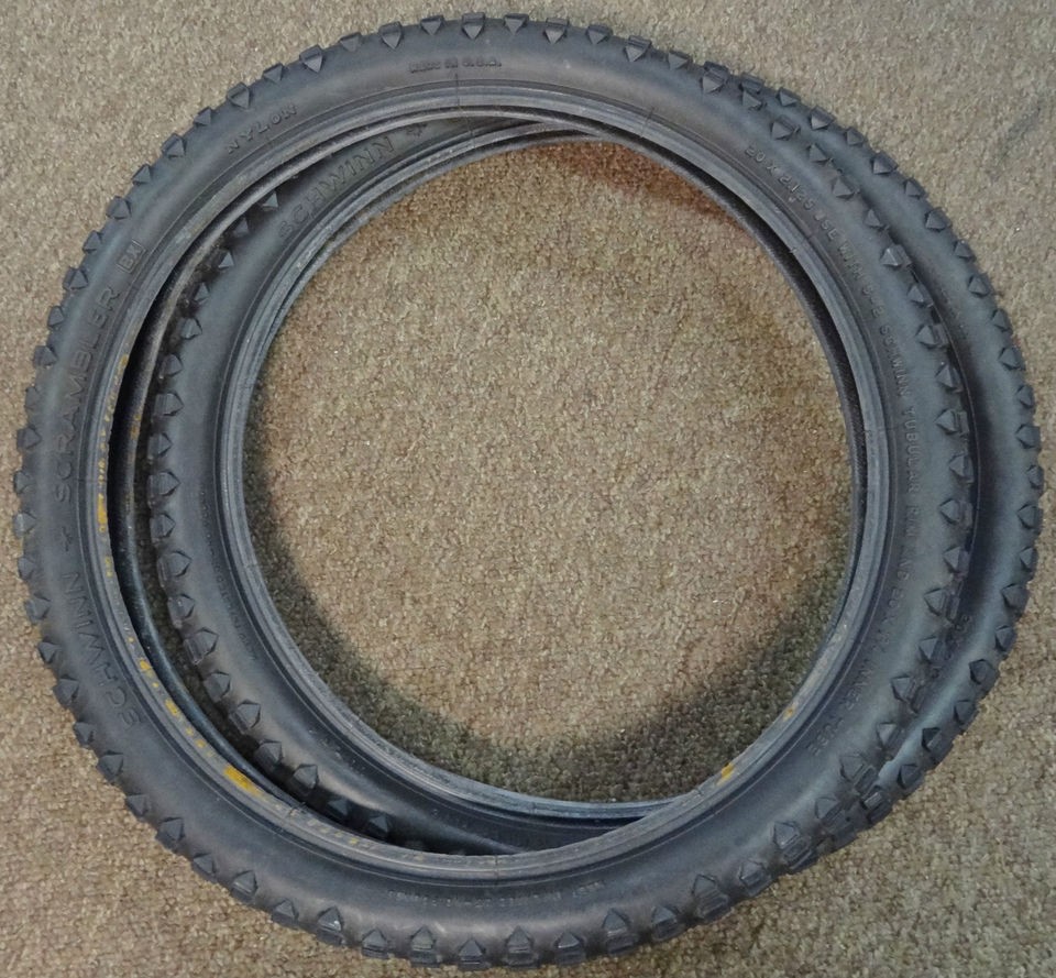 Vintage Used Schwinn Scrambler Tires & Tubes Pair 20x2.125 for Old 