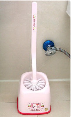 HELLO KITTY TOILET CLEANING BRUSH W/ HOLDER PINK JAPAN