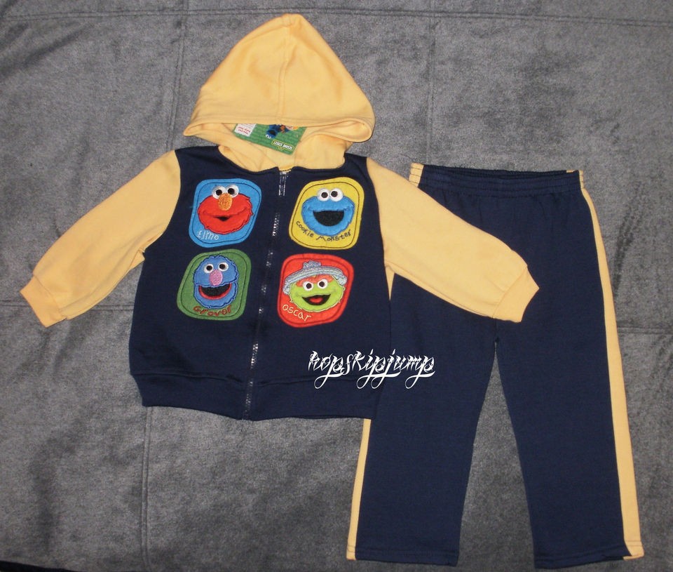   STREET FLEECE HOODIE & PANTS Elmo Cookie Monster Oscar 18M 2T 3T ~ NWT