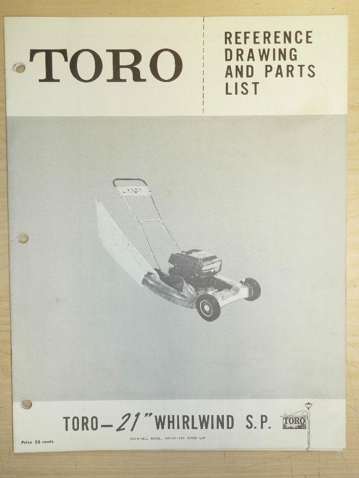 TORO MOWER OPERATING PARTS MANUAL MODEL WHIRLWIND S.P. 21 SN# 20119 