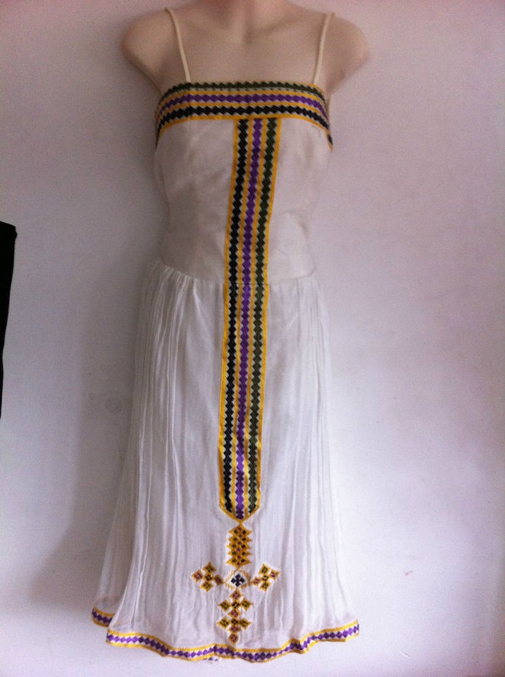 ETHIOPIAN TRADITIONAL EMBROIDERED WOMEN DRESS WITH MATCHING SAWEL