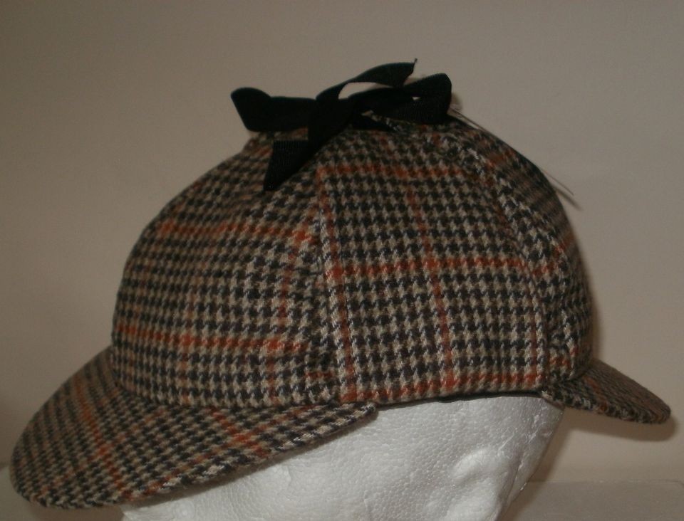 DEERSTALKER HAT SHERLOCK TRADITIONAL TWEEDS WOOL MIX 4 SIZE CHOICES