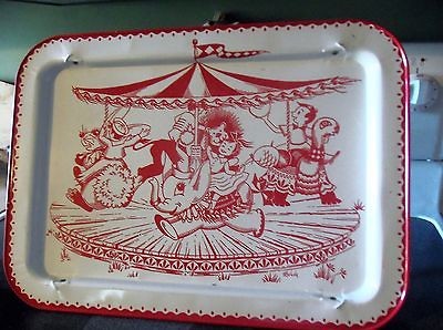 Vintage 1960s LAVADA MERRY GO ROUND CAROUSEL METAL LAP/TV TRAY