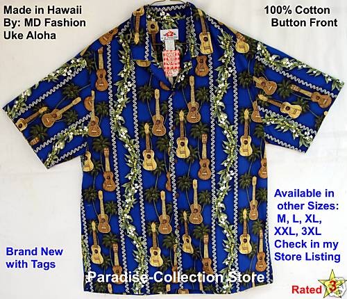   ALOHA SHIRT UKE ALOHA SHIRT KOA KAMAKA GUITAR UKULELE USA XXXL