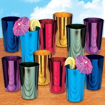 NEW Retro Jewel Colored Aluminum Tumblers Set of 12