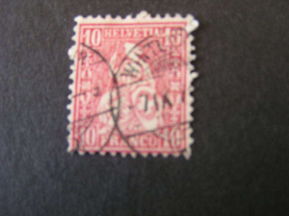 SWITZERLAND, SCOTT # 62, 10c. VALUE 1881 HELVETIA GRANITE PAPER ISSUE 