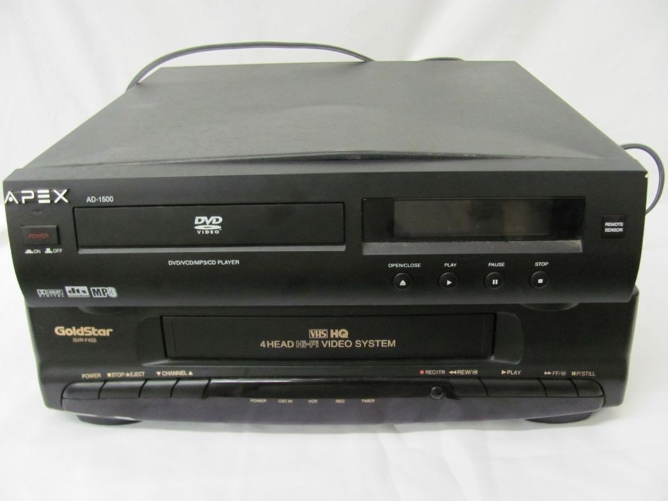 NOT WORKING FOR PARTS APEX DVD PLAYER AND GOLDSTAR VHS PLAYER AS IS