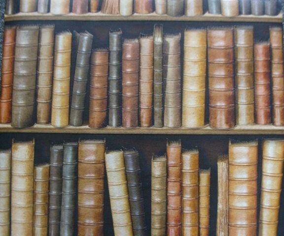 Wallpaper Book Shelf Pattern with Old Books