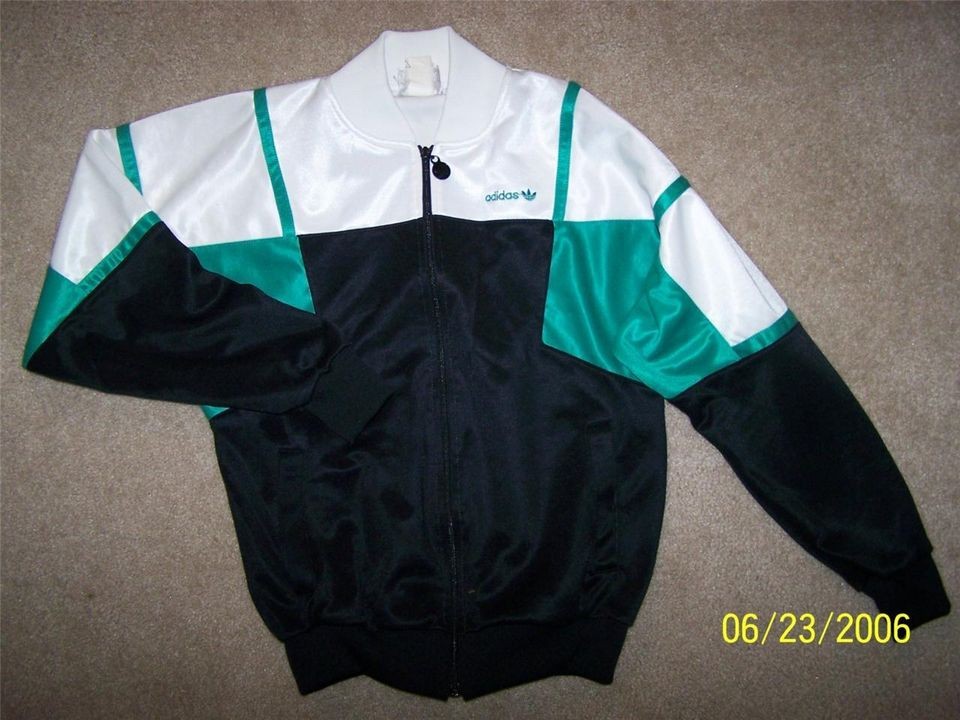   Adidas Shiny Nylon Colorblock Track Jogging Warm Up Jacket Trefoil