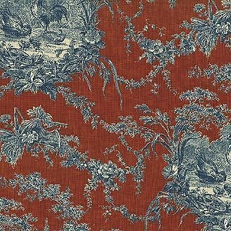 Waverly La Petite Ferme Rooster Toile Fabric Merlot