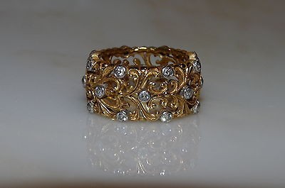   BUCCELLATI 18KT YELLOW WHITE GOLD DIAMOND ETERNITY WEDDING BAND RING