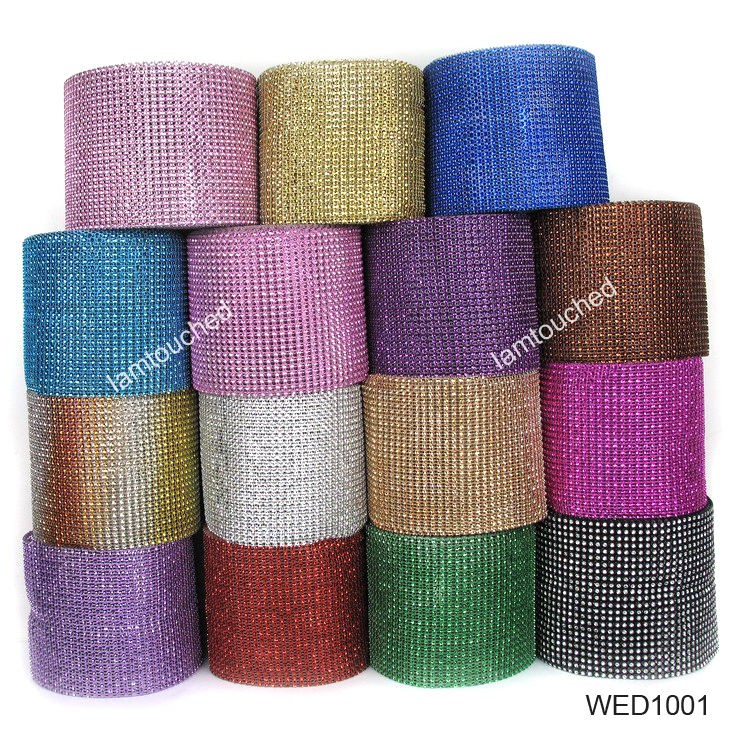 Wedding Diamond Mesh Wrap Roll Sparkle Rhinestone Crystal Looking 