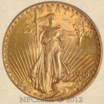 1914 S $20 ST GAUDENS MS64 PCGS