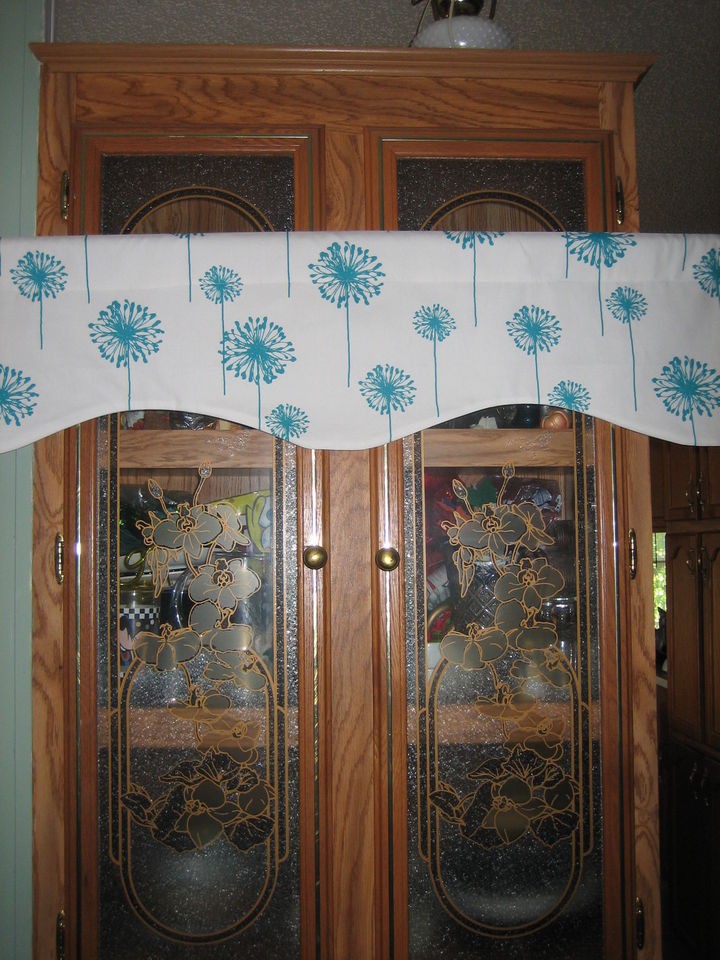 Custom Valance   Turquoise & White Dandelions