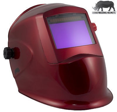   LARGE VIEW Auto Darkening Welding Helmet Solar Hood HUGE MIG TIG   RED