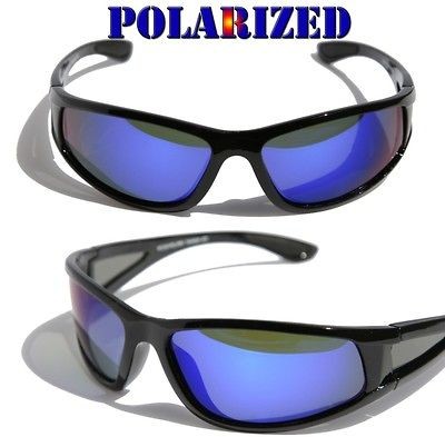 Mens Sport Wrap around Shield Polarized Sunglasses biker motor cycle 