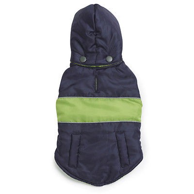 Blue Brite Stripe L 20L Dog Parka sleeveless jacket w/ hood pet 