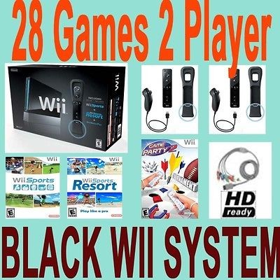 Nintendo Wii Console System W Sports Games Bundle Black