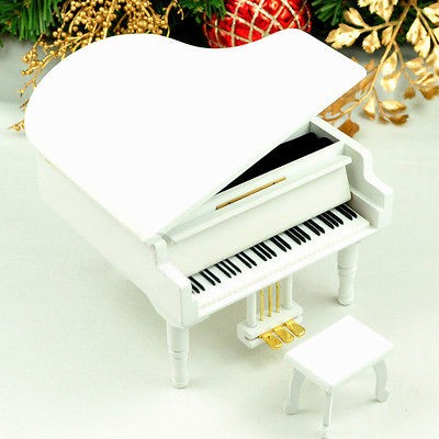 Unchained Melody Piano Music Box from Sankyo Musical Movement (White 