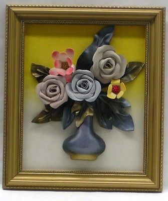 Unique 3 D Roses Painting, MADE ENTIRELY OF LEATHER