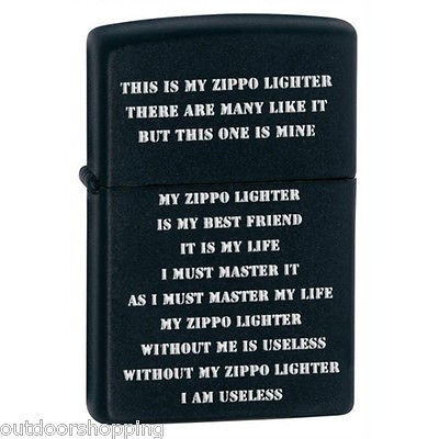 BLACK MATTE ZIPPO LIGHTER CREED   Refillable Fluid Lighter