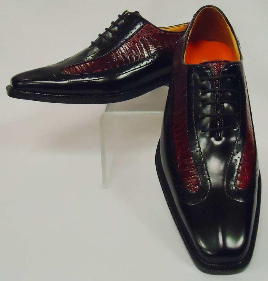 Antonio Cerrelli 6312Mens Classy Black & Dark Red Spectator Wingtip 