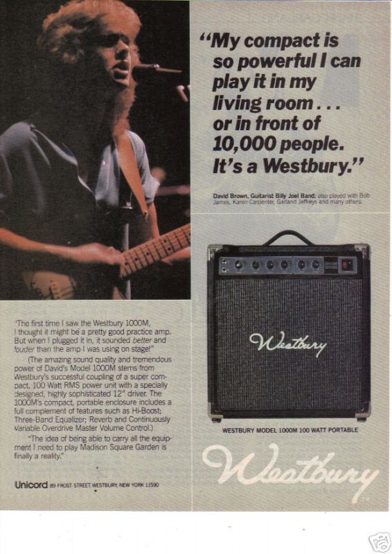 1981 DAVID BROWN BILLY JOEL BAND IN A WESTBURY AMP AD