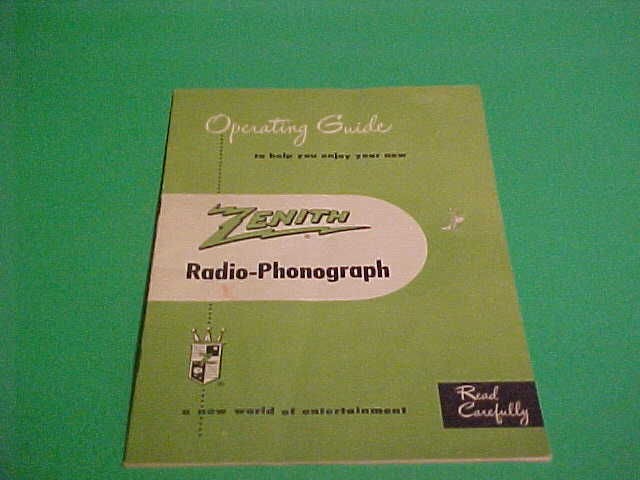 VINTAGE ZENITH RADIO PHONOGRA​PH OPERATING GUIDE BOOKLET