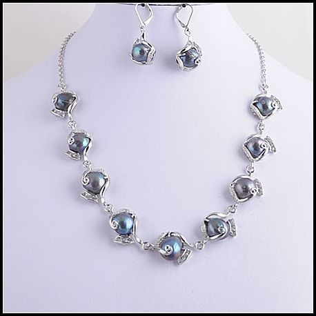   lots 4sets EXQUISITE Jewelry Natural Pearls Zircon Necklace Earrings