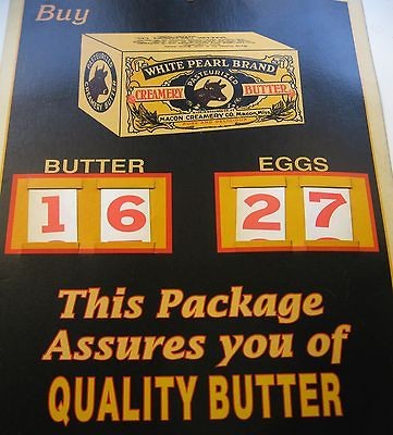 Newly listed WHITE PEARL QUALITY BUTTER COUNTRY STORE SIGN TWO PRICE 
