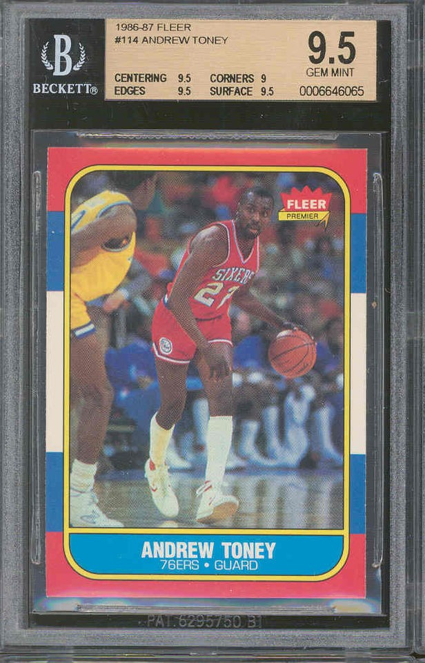 1986 87 fleer #114 ANDREW TONEY sixers BGS 9.5