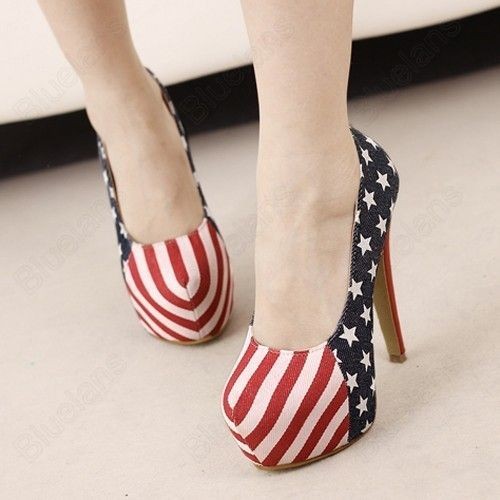 Princess Nightclub American US Flag Sexy High Heel Pumps Shoes 5 5.5 6 