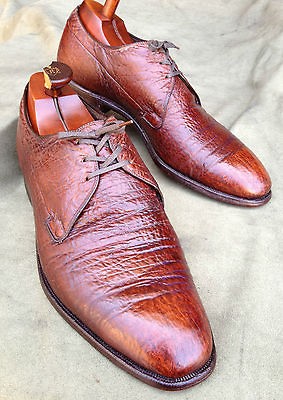 1960s Hand Made Johnston & Murphy Sharkskin Plain Toe Derbys 