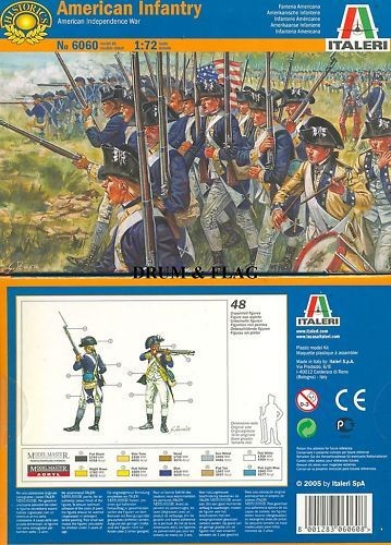 ITALERI 6060.AWI AMERICAN INFANTRY X 48 FIGS 172 REVOLUTIONARY WAR 