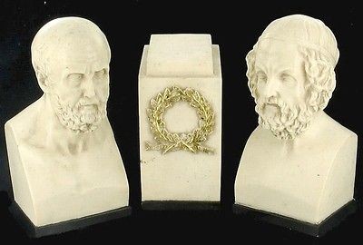 BUSTS OF HOMER ARISTOTLE HISTORIC ANCIENT GREEK FIGURES WITH 