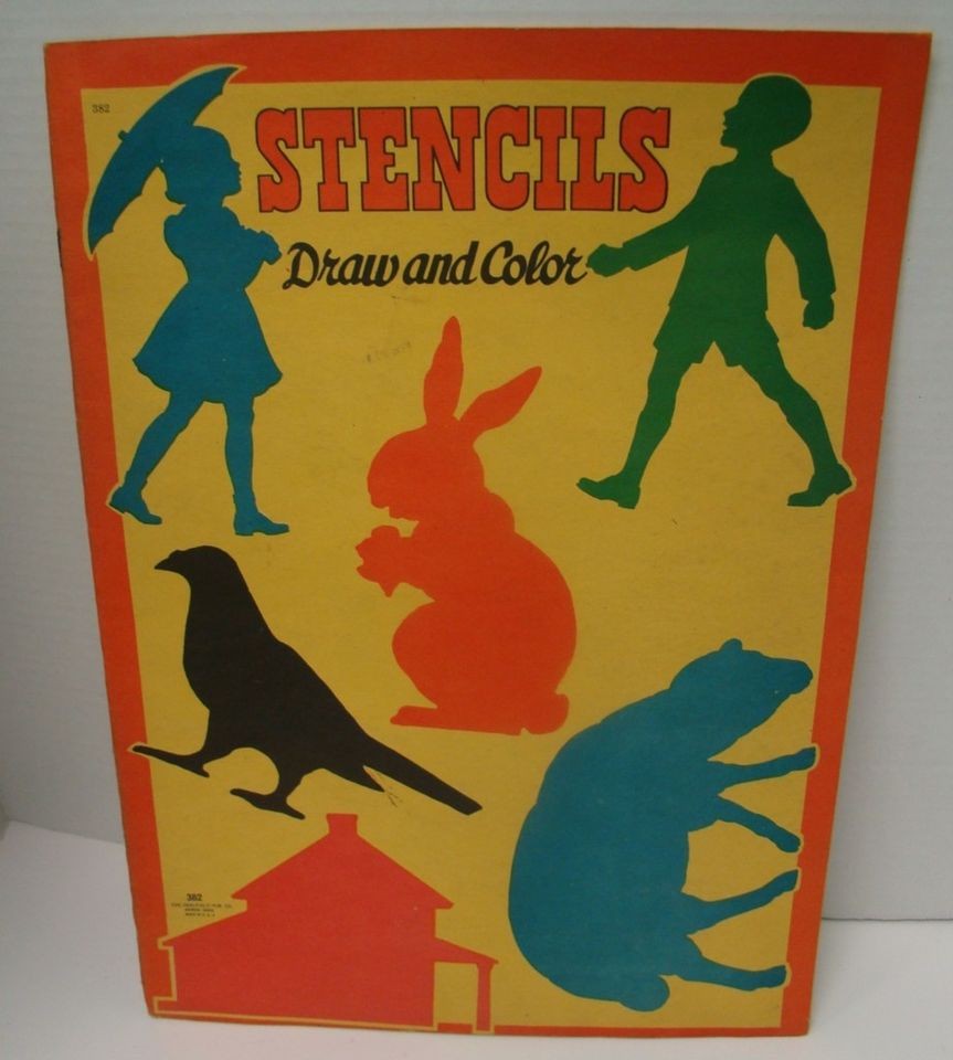 VINTAGE STENCILS DRAW AND COLOR BOOK # 382 SAALFIELD PUB CO AKRON OHIO