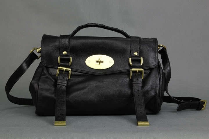 MULBERRY 11AW NWT BLACK ALEXA GRAIN NAPPA SATCHEL