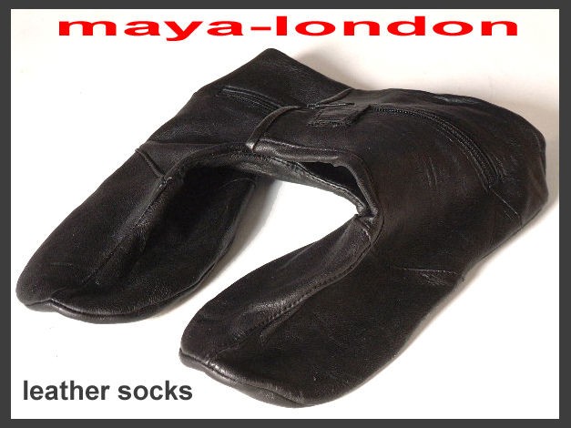 New Mens Black Real Leather Socks Sz 6 7 8 9 & 10 Wear with 