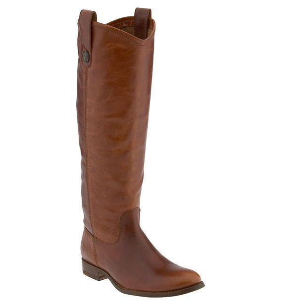 FRYE Melissa Button Cognac Brown Leather Pull On Riding Boots 9 B