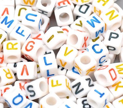 500 Mixed Alphabet Letter Acrylic Cube Beads 6x6mm