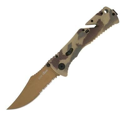 SOG Trident Desert Camo Spear Point Knife A/O TF 5