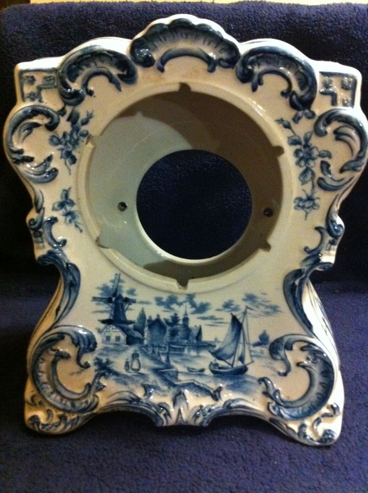 REDUCED VINT.  FLORENCE KROEBER CLOCK #16  CASE.BLUE DELFT STYLE 