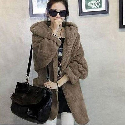 Fashion Women Warm Winter Coat Fleece Strap Waistband Loose Thicken 